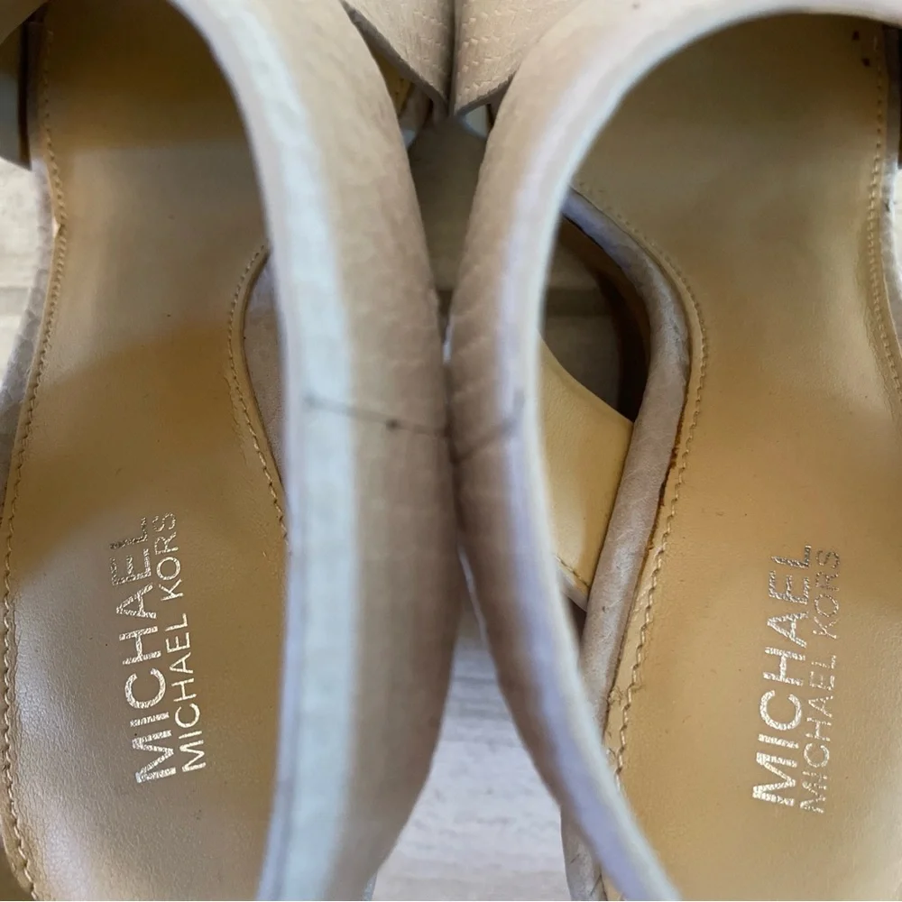 Michael Kors Josephine Snakeskin Embossed Wedge Open Toe Heels Sandals Size 6 - Picture 8 of 11